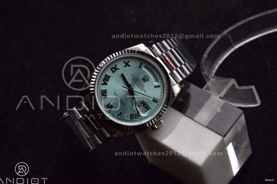 President Best vr3255 Steel (Gain Bracelet Blue SS Dial DayDate 904L Roman 36 on Weight) V5 QF Edition Light 0427